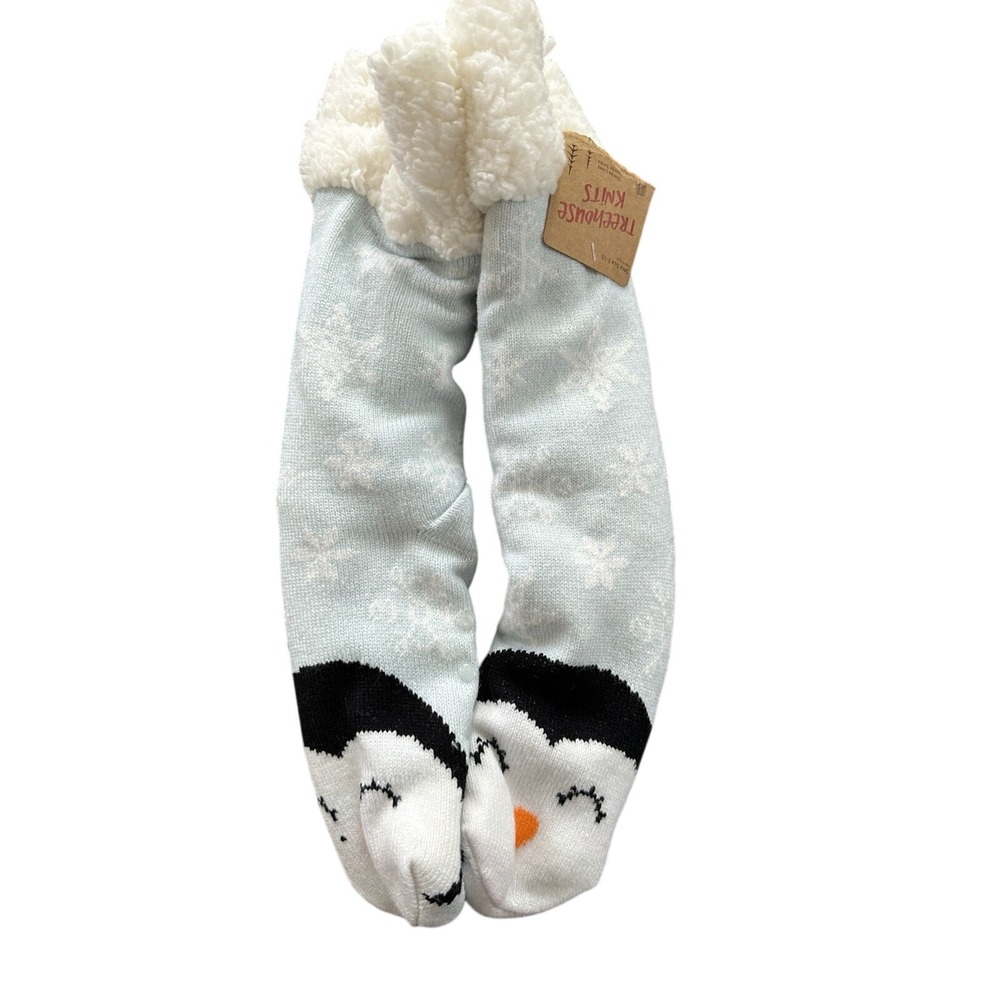 NWT Treehouse Penguin Sherpa Lined Shoe Size 5-10 Lounge Socks | SKU 1001